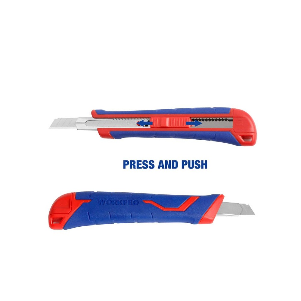 Нож  с автофиксацией  9 мм +3 лезвия  WORKPRO