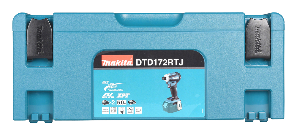 Шуруповерт ударный аккумуляторный Makita DTD172RTJ LXT 18В, 2х5.0 Ач, 180 Нм, 3600 об/мин