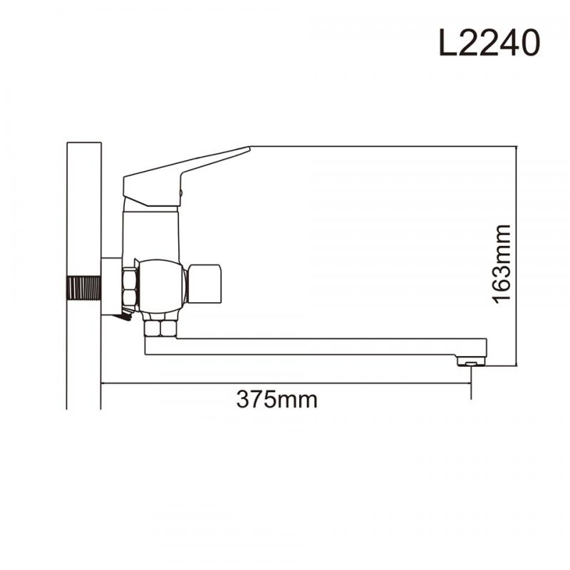 СМЕСИТЕЛЬ ДЛЯ ВАННЫ И ДУША LEDEME L2240, ЭКО-КАРТРИДЖ, ДЛИННЫЙ ИЗЛИВ