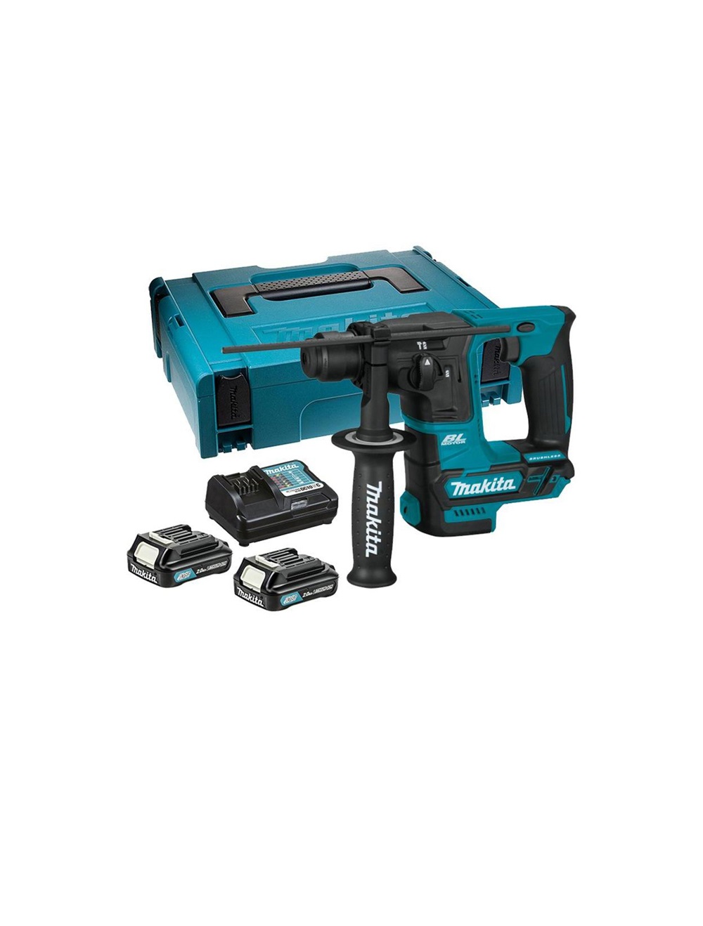 Перфоратор аккумуляторный Makita HR166DWAJ XGT 10.8В, 2х2.0 Ач, 16 мм, 1,1 Дж, SDS-PLUS