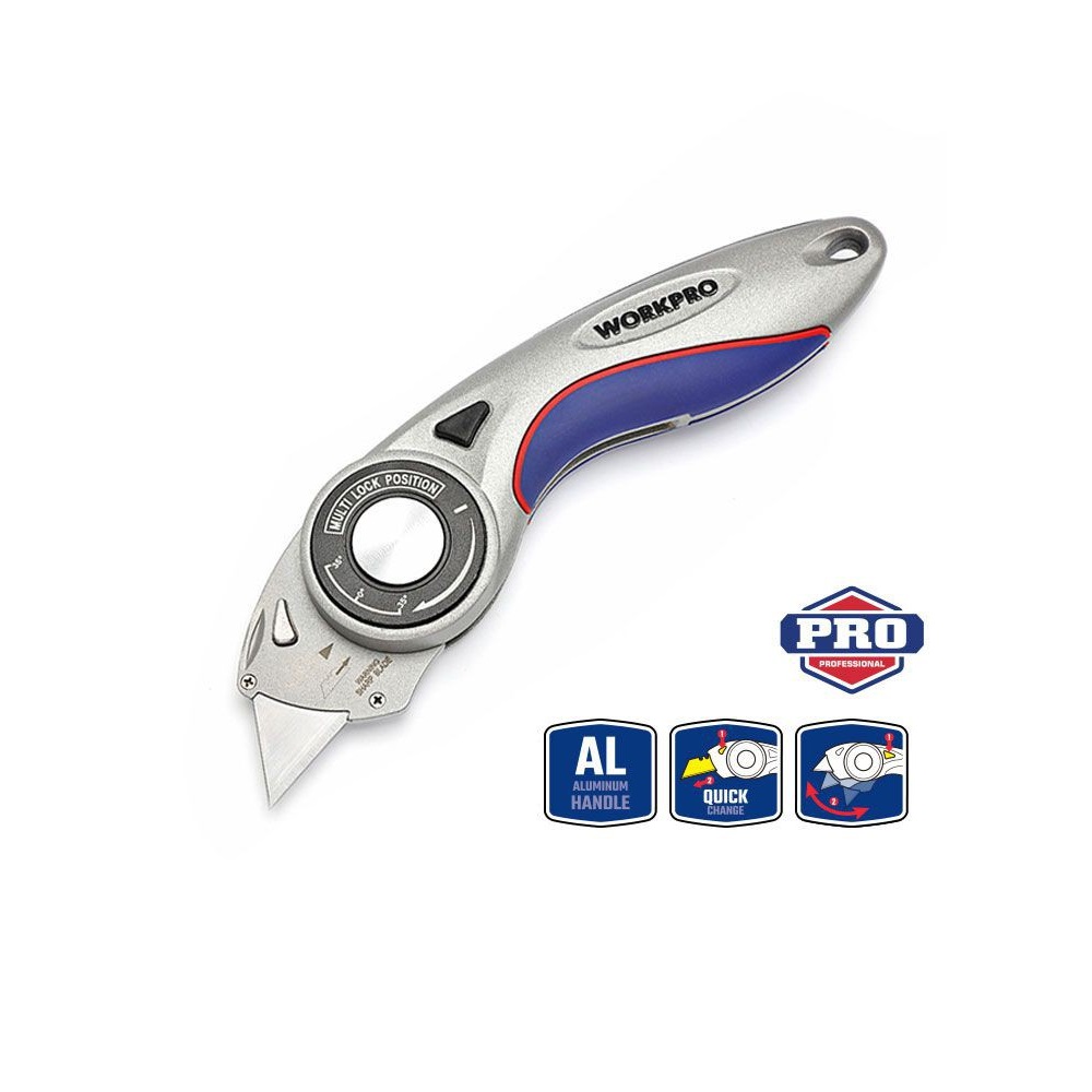 Нож с поворотным лезвием, алюминиевый +6 лезвий WORKPRO