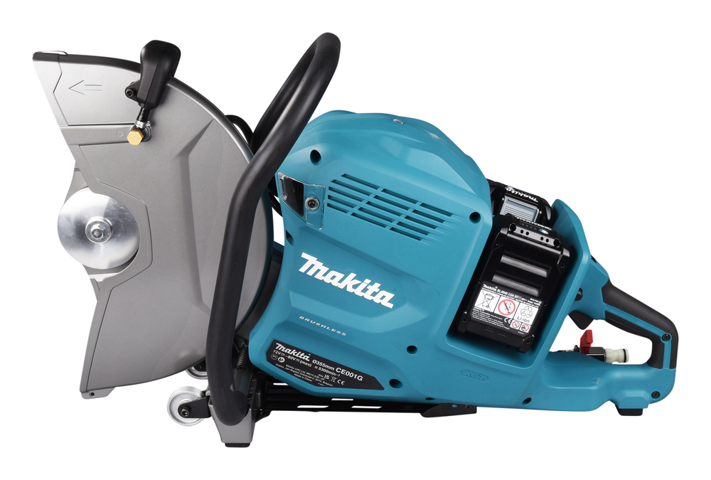 Аккумуляторный резчик Makita CE001GD402 XGT BL 2x36В, d-355x25,4мм, рез 127мм, 5300 об/мин, набор для воды, AFT, WG, 2x4.0Ач, 2xDC40RA