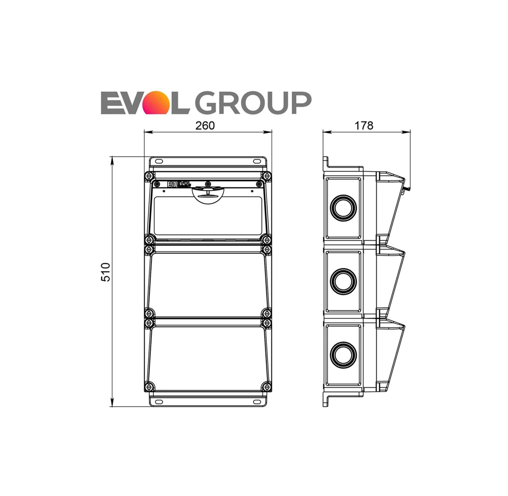 Навесной щит с розетками 220В EVOL BlockBox 0104-019-1