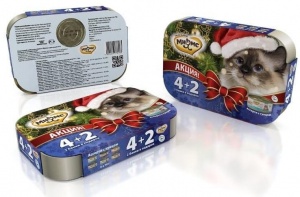 Мнямс Новогодний набор консервов для кошек ассорти на основе тунца 4+2