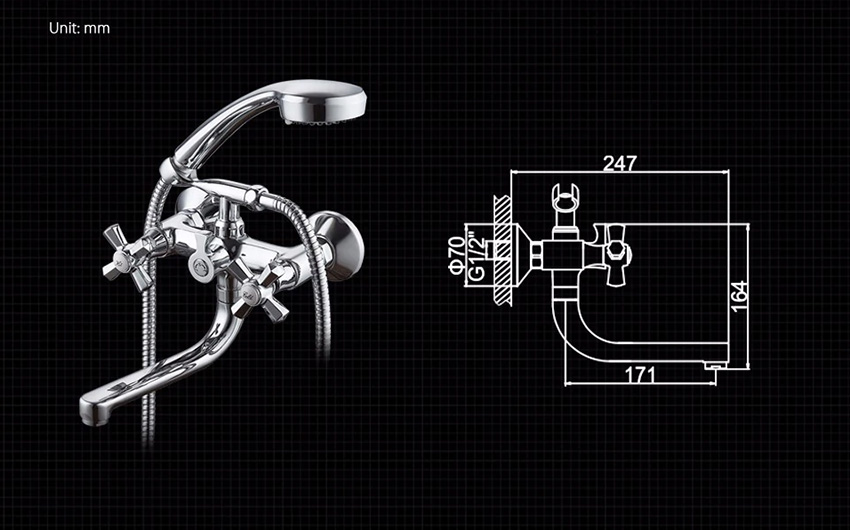 СМЕСИТЕЛЬ ДЛЯ ВАННЫ LEDEME L3190 КОРОТКИЙ ИЗЛИВ