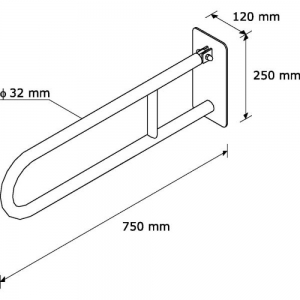 Поручень для инвалидов откидной MERIDA TPC12 полированный 750 мм.