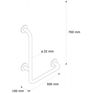 Поручень для инвалидов угловой правый MERIDA TPC13 полированный