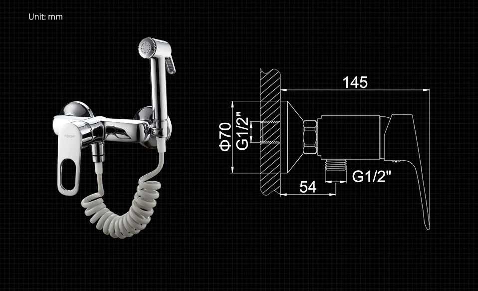 СМЕСИТЕЛЬ ДЛЯ БИДЕ НАСТЕННЫЙ LEDEME L5249, ГИГИЕНИЧЕСКИЙ ДУШ