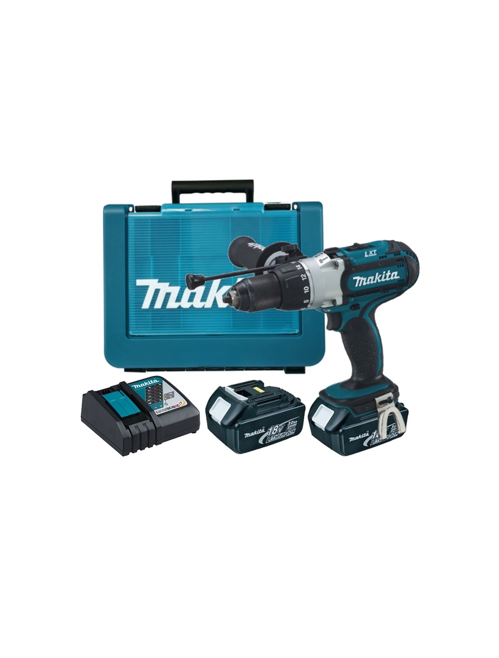 Ударная дрель-шуруповерт аккумуляторная Makita DHP451RFE LXT 18В, 2х3.0 Ач, 80 Нм, 1700 об/мин