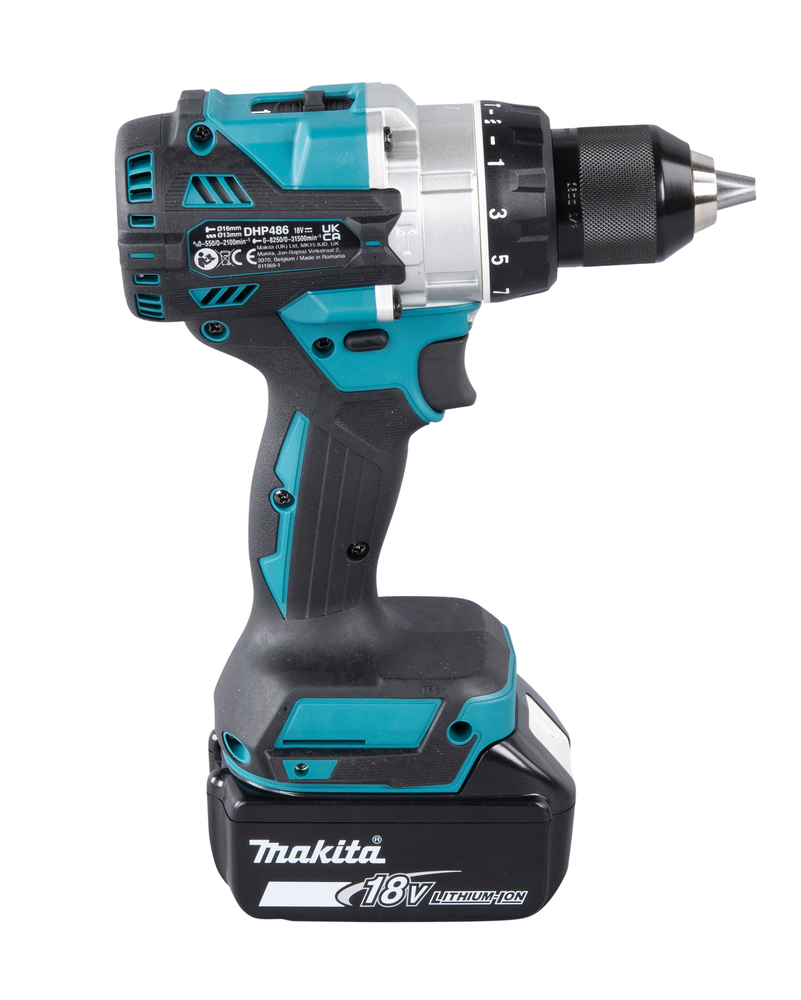Ударная дрель-шуруповерт аккумуляторная Makita DHP486RTJ LXT 18В, 2х5.0 Ач, 130 Нм, 2100 об/мин