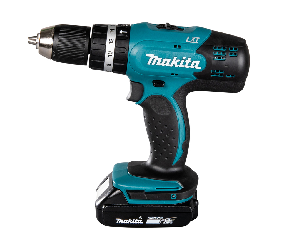 Ударная дрель-шуруповерт аккумуляторная Makita DHP453SYE LXT 18В, 2х1.5 Ач, 42 Нм, 1300 об/мин