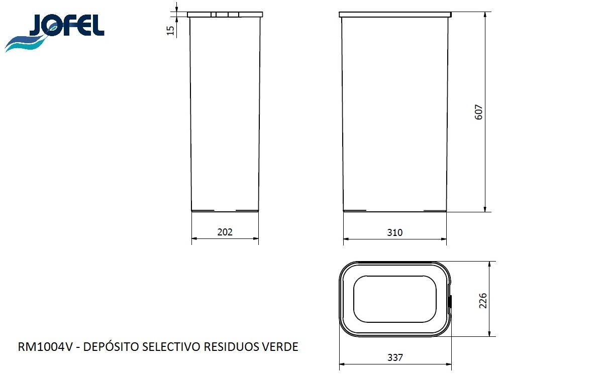 Ведро для раздельного сбора отходов Jofel RM1004V 40л