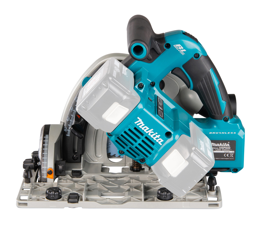 Пила погружная дисковая аккумуляторная Makita DSP600Z LXT 18В X2, 2500 – 6300 об/мин, 165 мм, без акб и ЗУ