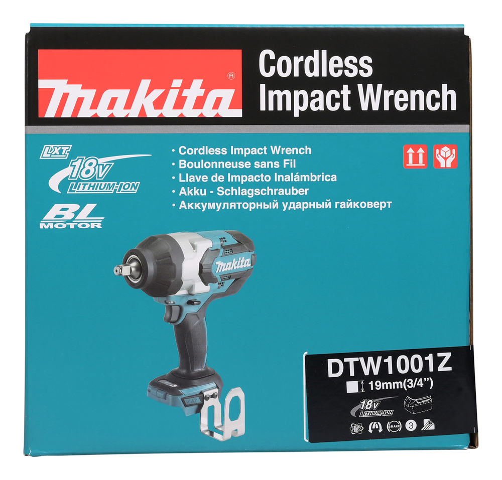 Аккумуляторный ударный гайковерт Makita DTW1001Z LXT 18В, 3/4\", 1 050 Нм, 0 – 1 800 об/мин, без акб и З/У