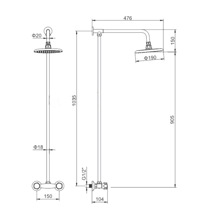 ДУШЕВАЯ СТОЙКА СО СМЕСИТЕЛЕМ LEDEME L2394 С ТРОПИЧЕСКИМ ДУШЕМ, КЕРАМИКА