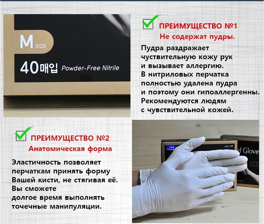 Перчатки нитриловые гипоаллергенные Chef Gloves Clean Wrap (40 шт.)