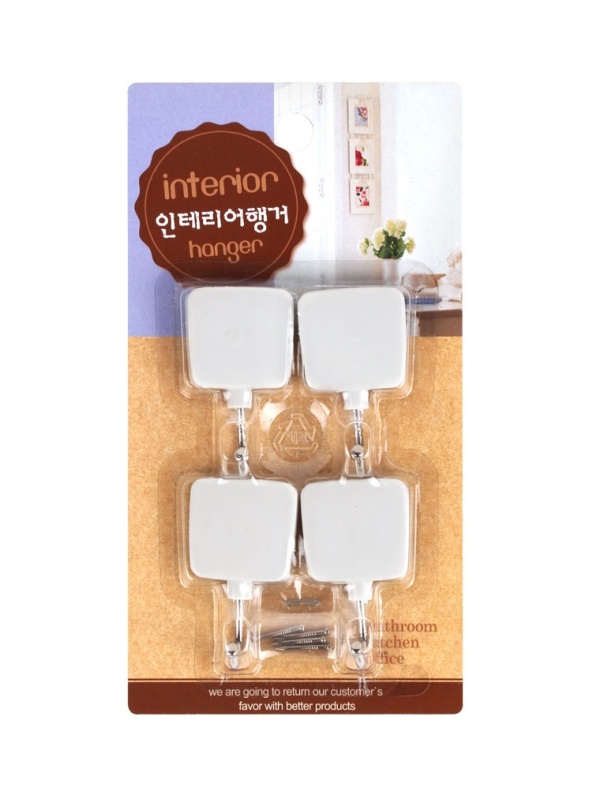 Крючки квадратные самоклеющиеся на термоклее 4 штуки