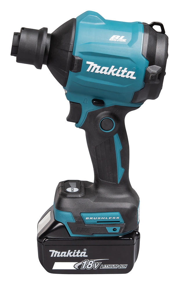 Аккумуляторная воздуходувка Makita DAS180Z LXT 18В BL, воздушный поток до 200м/сек, расход до 1,1м3/мин, макс. сила всасывания 10,3 кПа, без акб и З/У