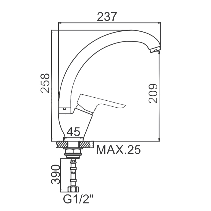 СМЕСИТЕЛЬ ДЛЯ КУХНИ LEDEME L5960, БОКОВОЙ