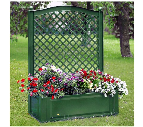 Большой ящик для растений с шпалерой 100 см, зеленый