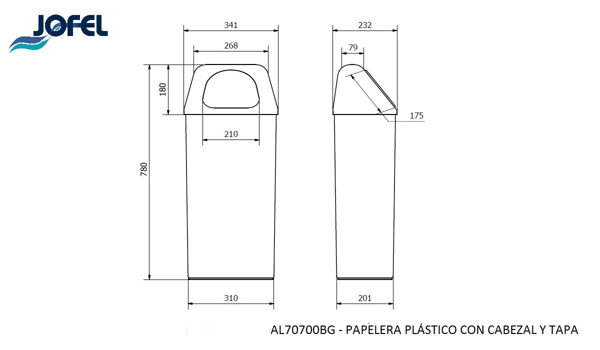Урна с крышкой Jofel AL70700BG 50л