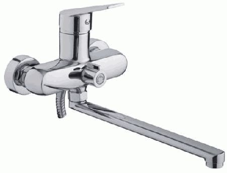 СМЕСИТЕЛЬ ДЛЯ ВАННЫ И ДУША LEDEME L2240, ЭКО-КАРТРИДЖ, ДЛИННЫЙ ИЗЛИВ