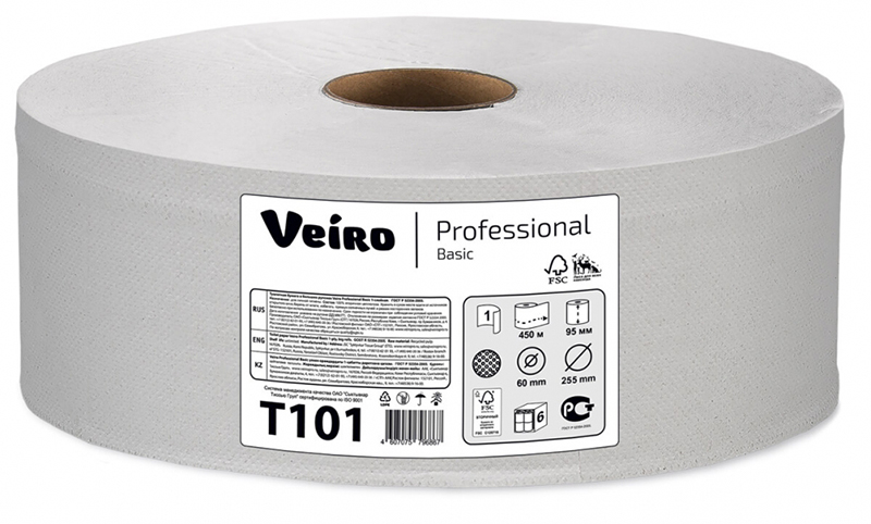 Туалетная бумага в больших рулонах Veiro Professional Basic T101