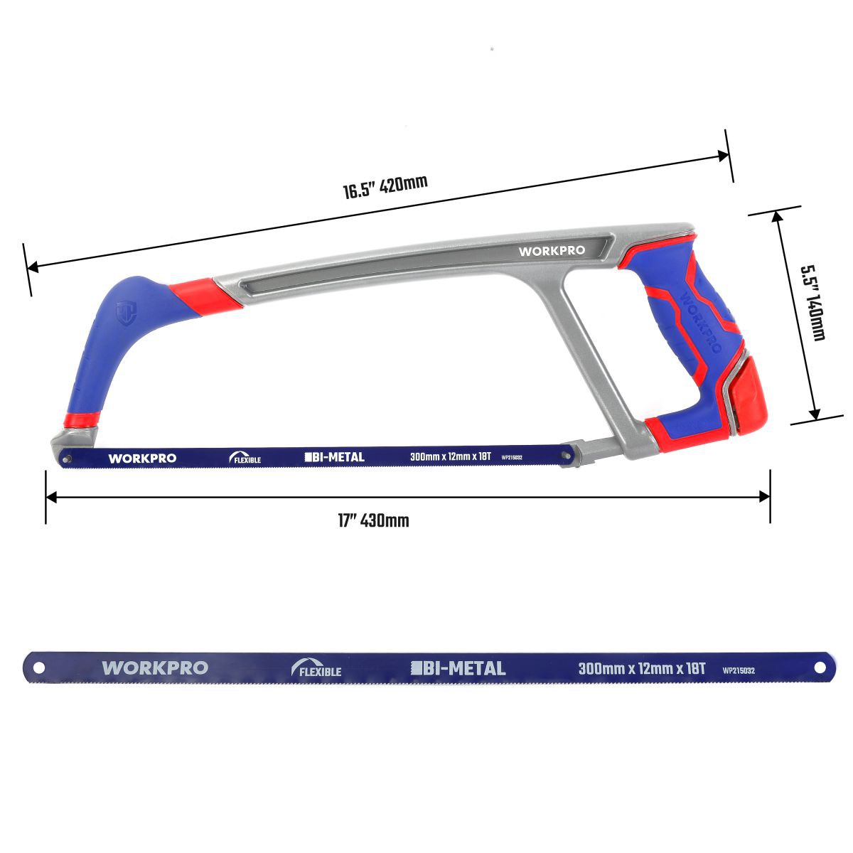 Ножовка по металлу 300 мм для тяжелых условий эксплуатации WORKPRO