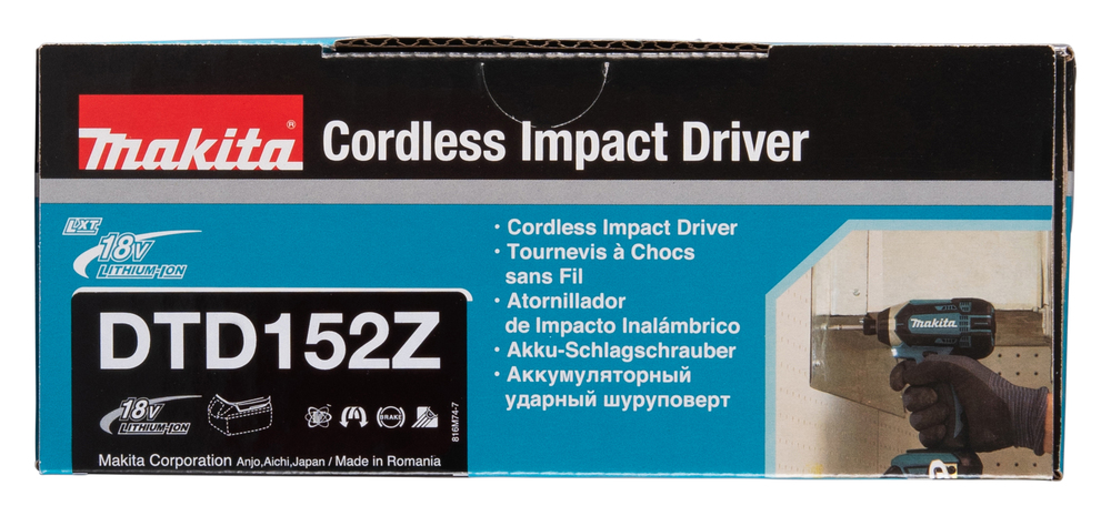 Аккумуляторный ударный шуруповерт Makita DTD152Z LXT 18В, 1/4\", 165 Нм, 0 – 2 900 об/мин, без акб и З/У