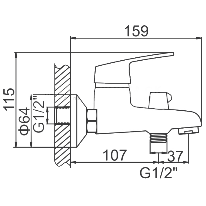 СМЕСИТЕЛЬ ДЛЯ ВАННЫ LEDEME L3016, КОРОТКИЙ ИЗЛИВ