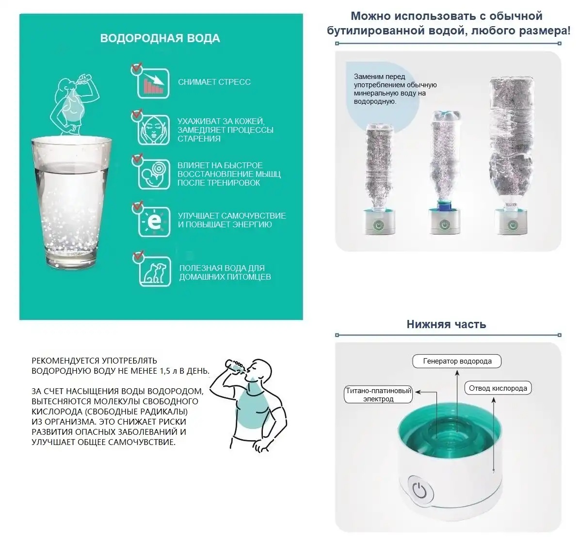 Купить Портативный генератор водородной воды Ioncare H+ 0,5 л ICHBHPB010 от  производителя по выгодной цене в интернет-магазине Starmixshop.ru -  Starmixshop