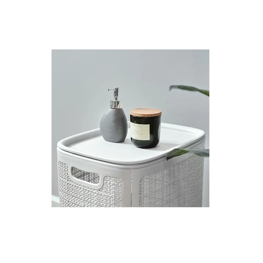 Плетёная корзина для белья сборная «Лён» 75 л (43х32.1х60 см) серый