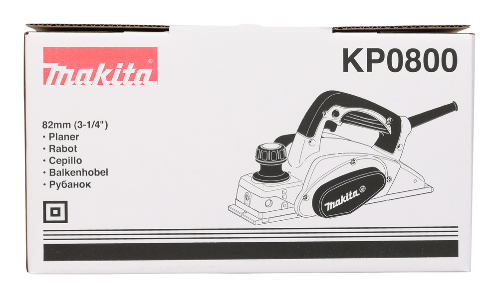 Рубанок электрический  Makita KP0800 620 Вт, 17000 об\м, ширина-82 мм, глуб-2.5 мм, 2.6 кг, кор