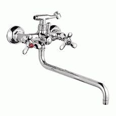 СМЕСИТЕЛЬ ДЛЯ ВАННЫ LEDEME КРУГЛЫЙ ИЗЛИВ КРЕСТ КЕРАМИКА L2612