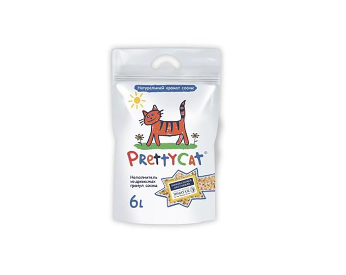 PrettyCat наполнитель древесный для кошачьих туалетов Wood Granules 2 кг ( 6 л)