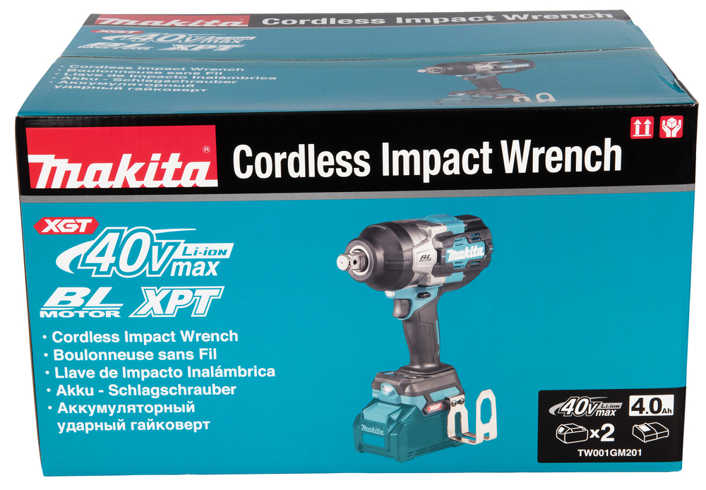 Гайковерт ударный аккумуляторный Makita TW001GM201 XGT 40В, 2х4.0 Ач, 3/4\", 1800 Нм, 0 – 1800 об/мин