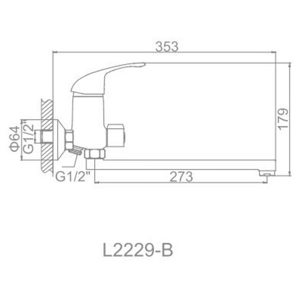 СМЕСИТЕЛЬ ДЛЯ ВАННЫ И ДУША LEDEME L2229-В, ДЛИННЫЙ ИЗЛИВ
