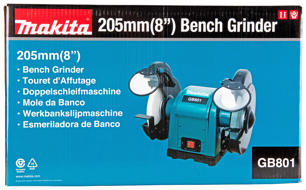 Заточной станок электрический Makita GB801 550 Вт, 2850 об\м, 2 круга 205х15.88 мм