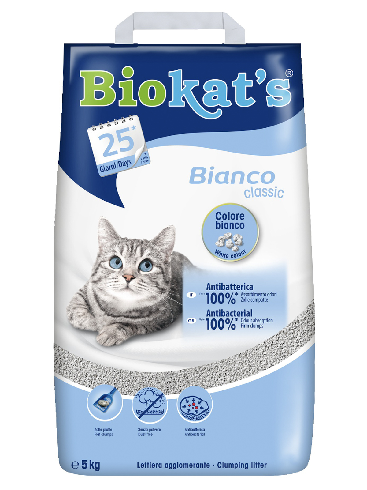 BIOKAT'S BIANCO наполнитель комкующийся белый 5 кг