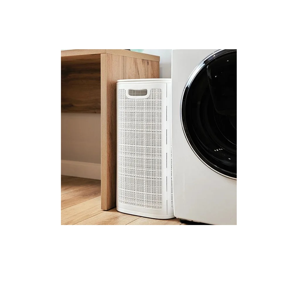 Плетёная корзина для белья сборная «Лён» 75 л (43х32.1х60 см) белый