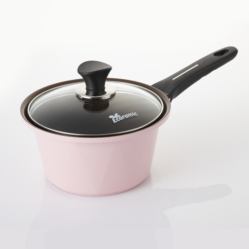 Кастрюля 2 л. Ecoramic 18 см с каменным антипригарным покрытием с крышкой