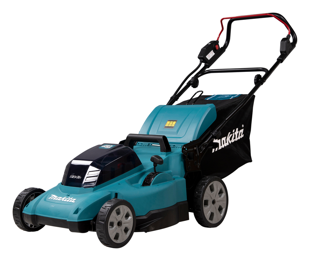Газонокосилка аккумуляторная Makita DLM480CT2 LXT 2х18В, 860Вт, дека 48см, 62л, 4в1, XPT, (2xBL1850B, DC18SH)