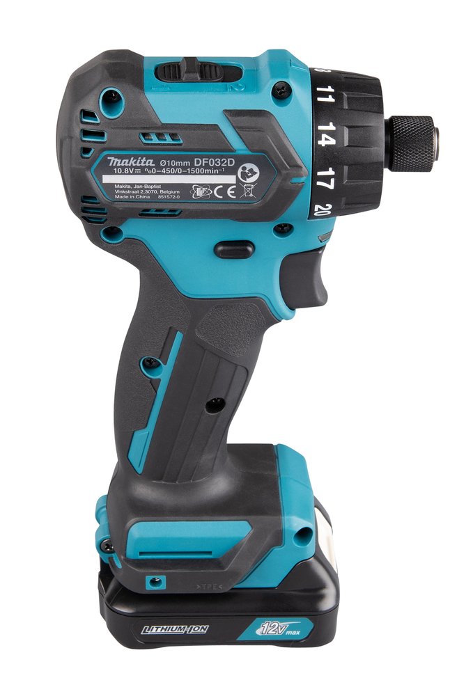 Дрель-шуруповерт аккумуляторная Makita DF032DWAE CXT 10.8В, 2х2.0 Ач Li-ion, 35 Нм, 1500 об/мин