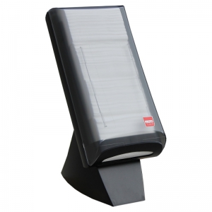 Диспенсер MERIDA Fato для бумажных салфеток, черный, пластик, на стол, большая панель с подставкой GJC004