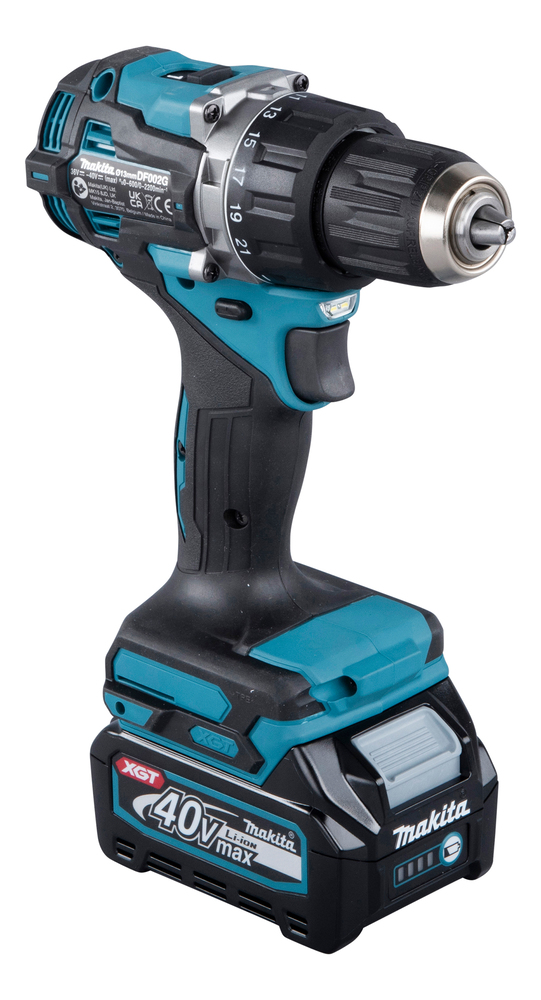 Дрель-шуруповерт аккумуляторная Makita DF002GD201 XGT 40В, 2х2.5 Ач Li-ion, 65 Нм, 2200 об/мин