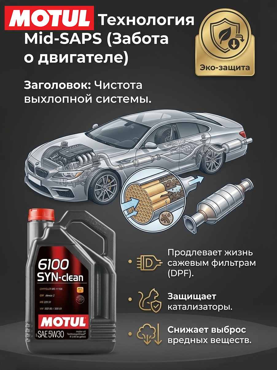 Моторное масло MOTUL 6100 SYN-clean SPEC 5W30 (4 л.)