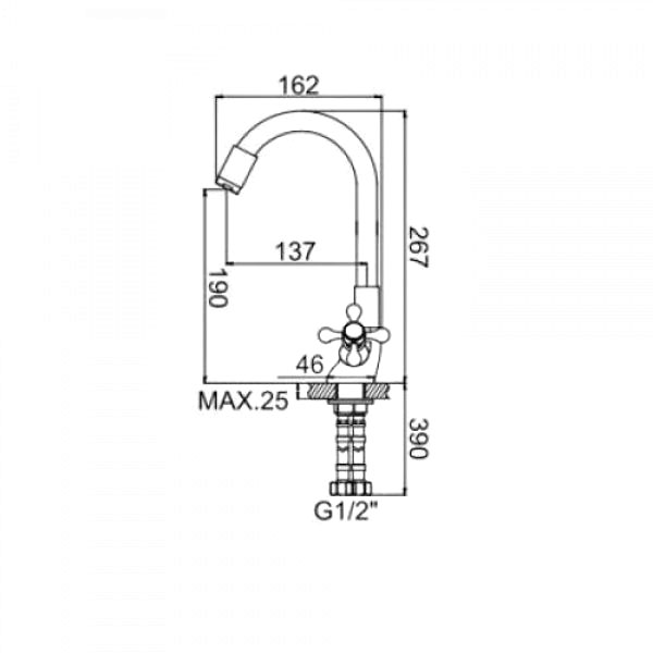 СМЕСИТЕЛЬ ДЛЯ КУХНИ LEDEME L1319-1 ГИБКИЙ ИЗЛИВ, КРЕСТ (в ассортименте)