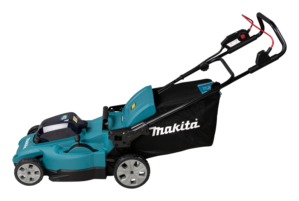 Газонокосилка аккумуляторная Makita DLM480CT2 LXT 2х18В, 860Вт, дека 48см, 62л, 4в1, XPT, (2xBL1850B, DC18SH)