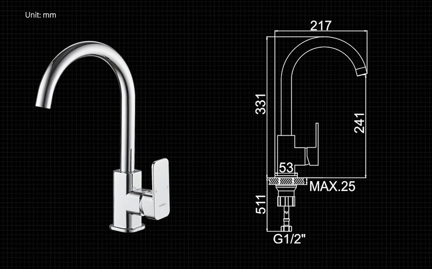 СМЕСИТЕЛЬ ДЛЯ КУХНИ LEDEME L4033-2 БОКОВОЙ