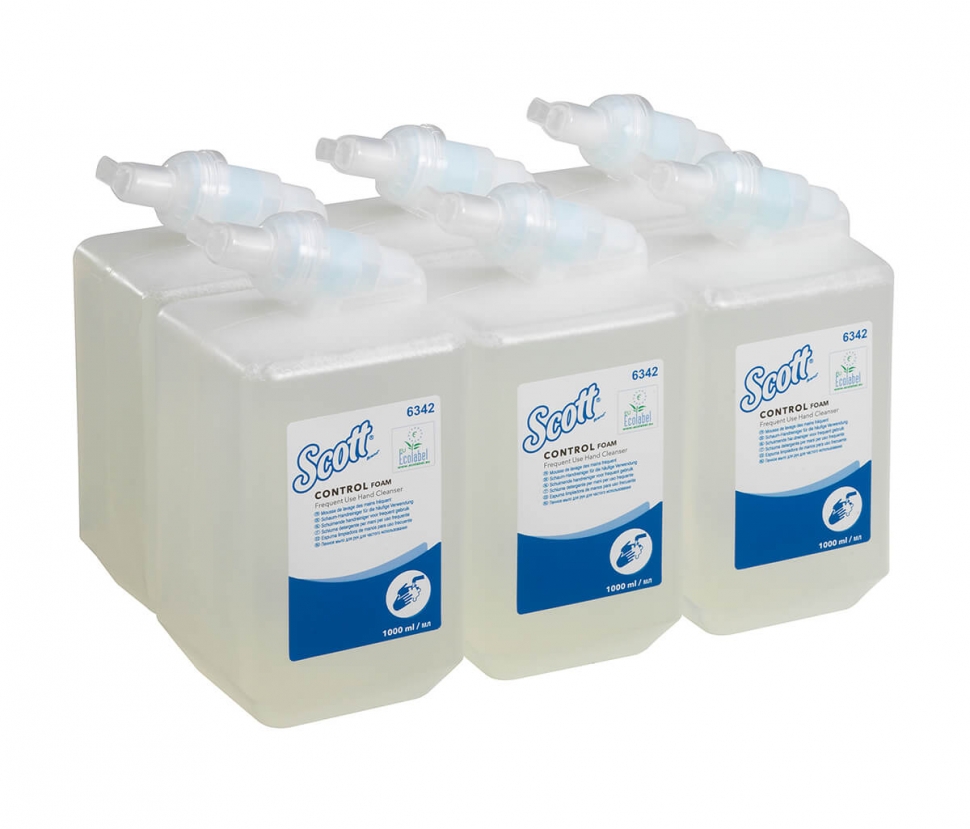 Пенное мыло в кассетах 6342 Scott Control для частого использования от Kimberly-Clark Professional (6 кассет по 1 л)